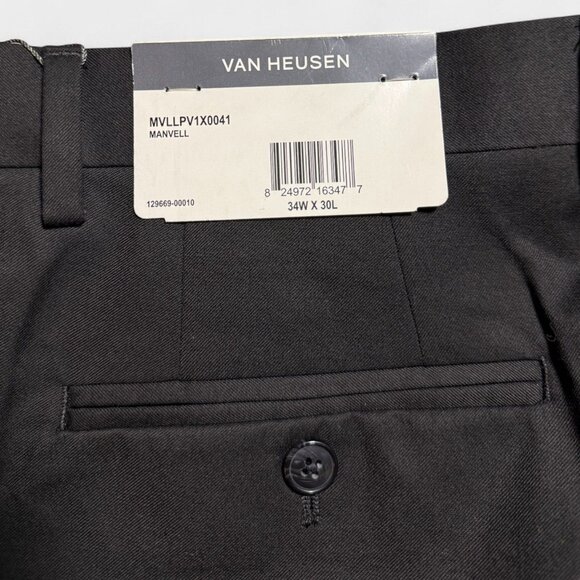 Van Heusen Mens Black Dress Pants 34W 30L Polyester/Rayon - Picture 4 of 5